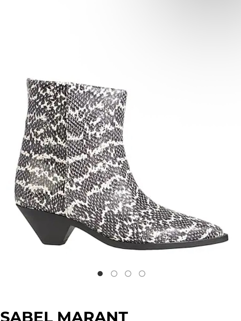 Isabel Marant Black & White Snake-Print Ankle Boots